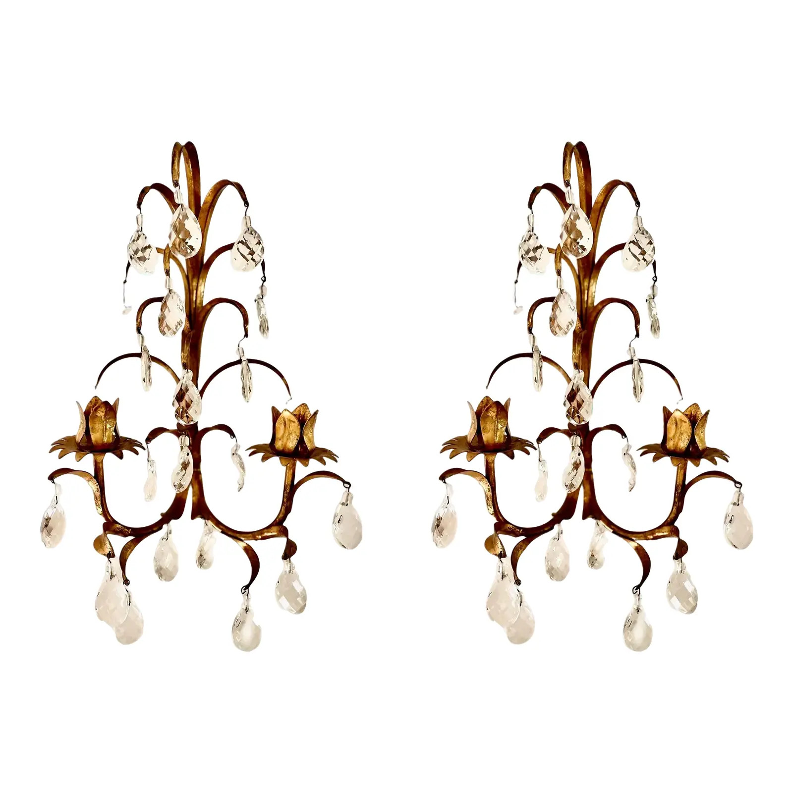 Italian Gilt Tole Candelabras, a Pair | Chairish