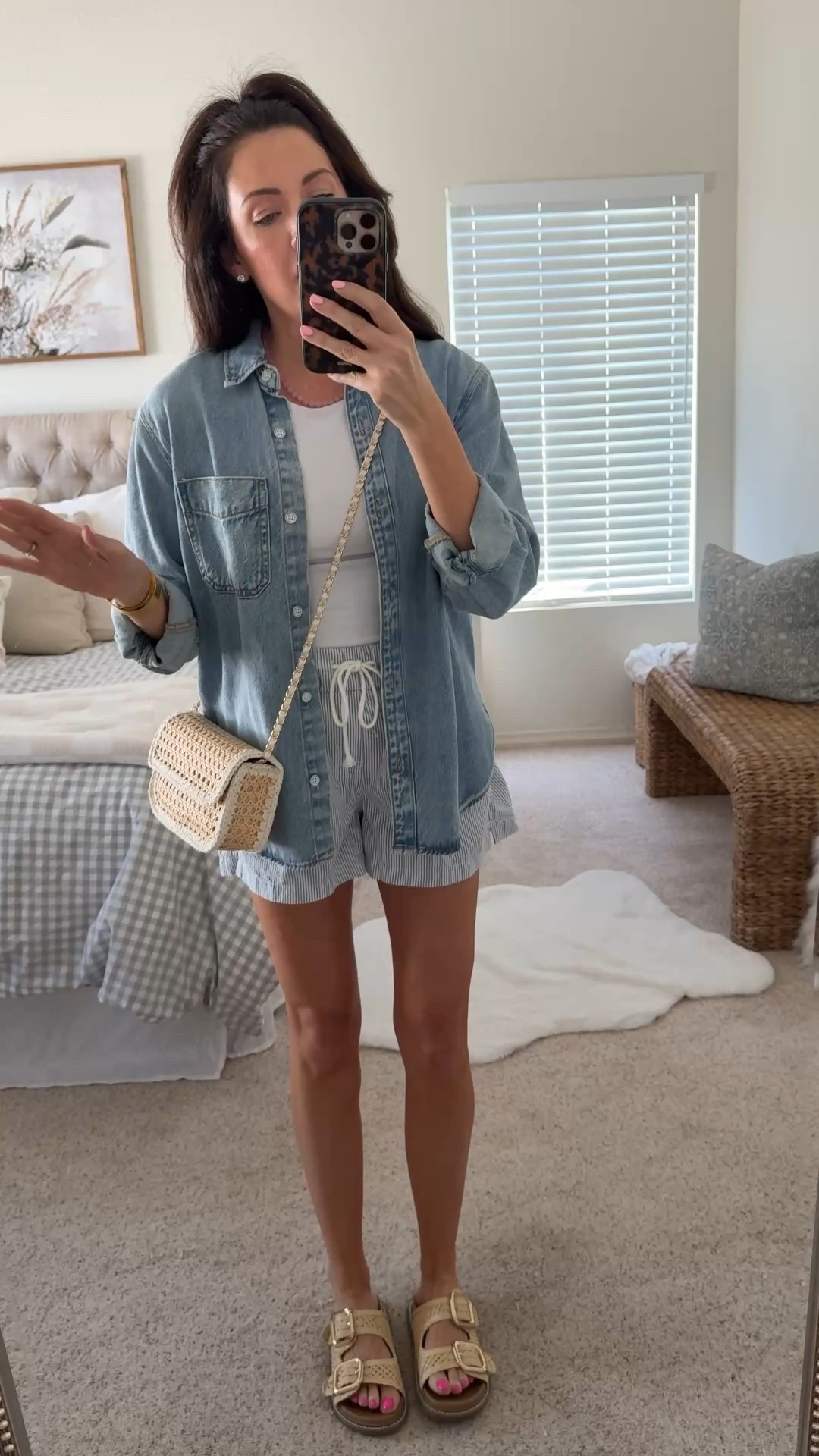 Spring outfit idea🤍
Small denim top
Medium white tee
Medium shorts
Sandals run tts 

#LTKmomlife #LTKootd