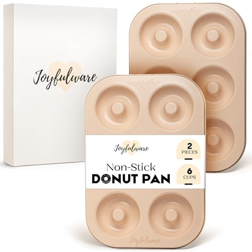 Joyfulware Donut Pan for Baking - Set of 2 Non-stick Donut Pans - Carbon Steel Doughnut Pan - 6 Cavity Full-Sized Donut Molds for Baking - Trendy Beige Donut Baking Pan | Amazon (US)