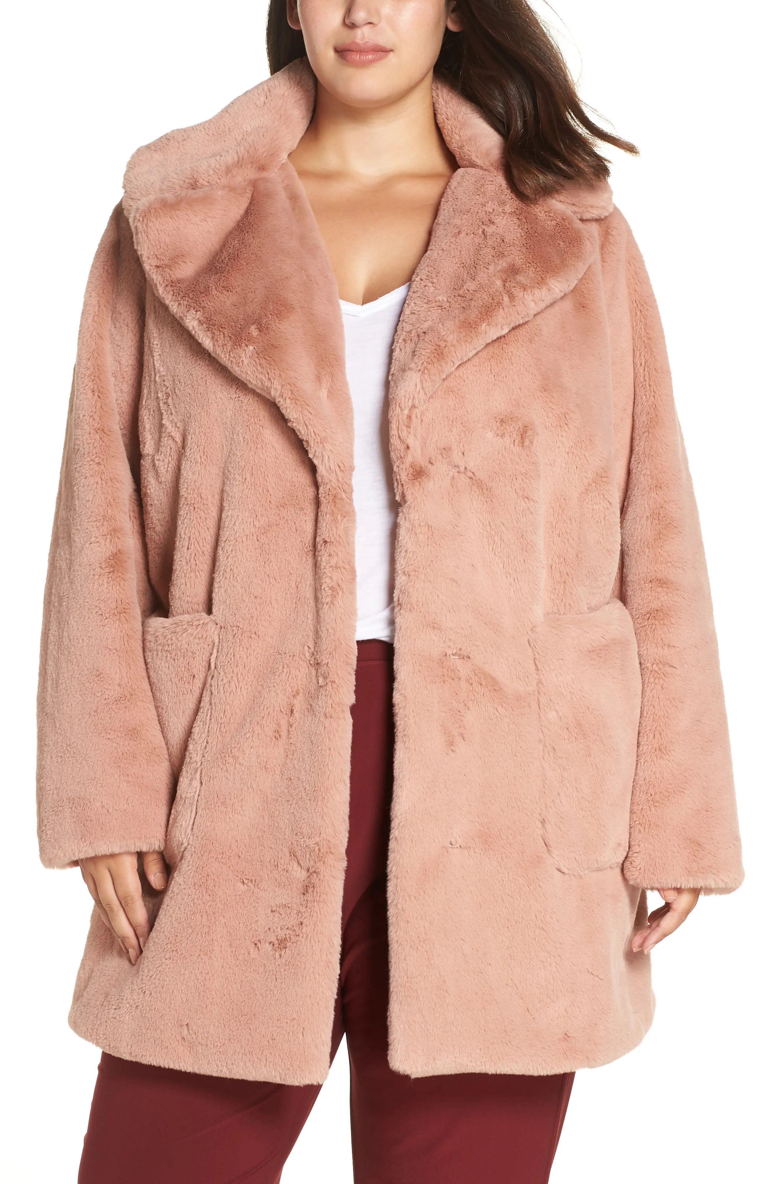 Plus Size Women's Rachel Rachel Roy Faux Fur Coat, Size 1X - Pink | Nordstrom