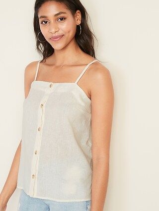 Linen-Blend Button-Front Cami for Women | Old Navy US