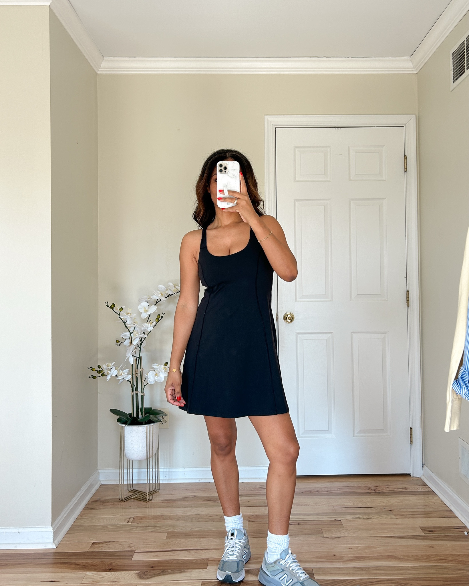 I’m wearing a size small in the dress. It has built-in biker shorts and pockets and removable back to use restroom without taking off entire dress👌🏽. It is true to size. My white T-shirt: I’m wearing a size small. Denim button-down shirt: wearing a small, linking similar. White button down, wearing a medium. My shoes are true to size except for my My black loafers and new balance which are 1/2 size down. ￼

#LTKootd #LTKgrwm #LTKOver40