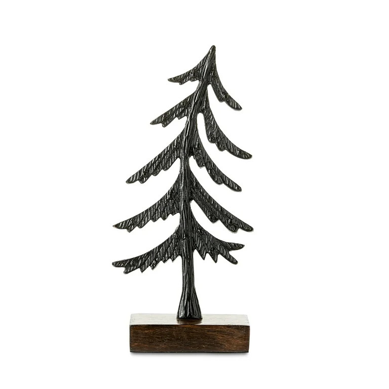 Brown & Black Iron Christmas Tree Tabletop Decor, 10.6 in, by Holiday Time | Walmart (US)