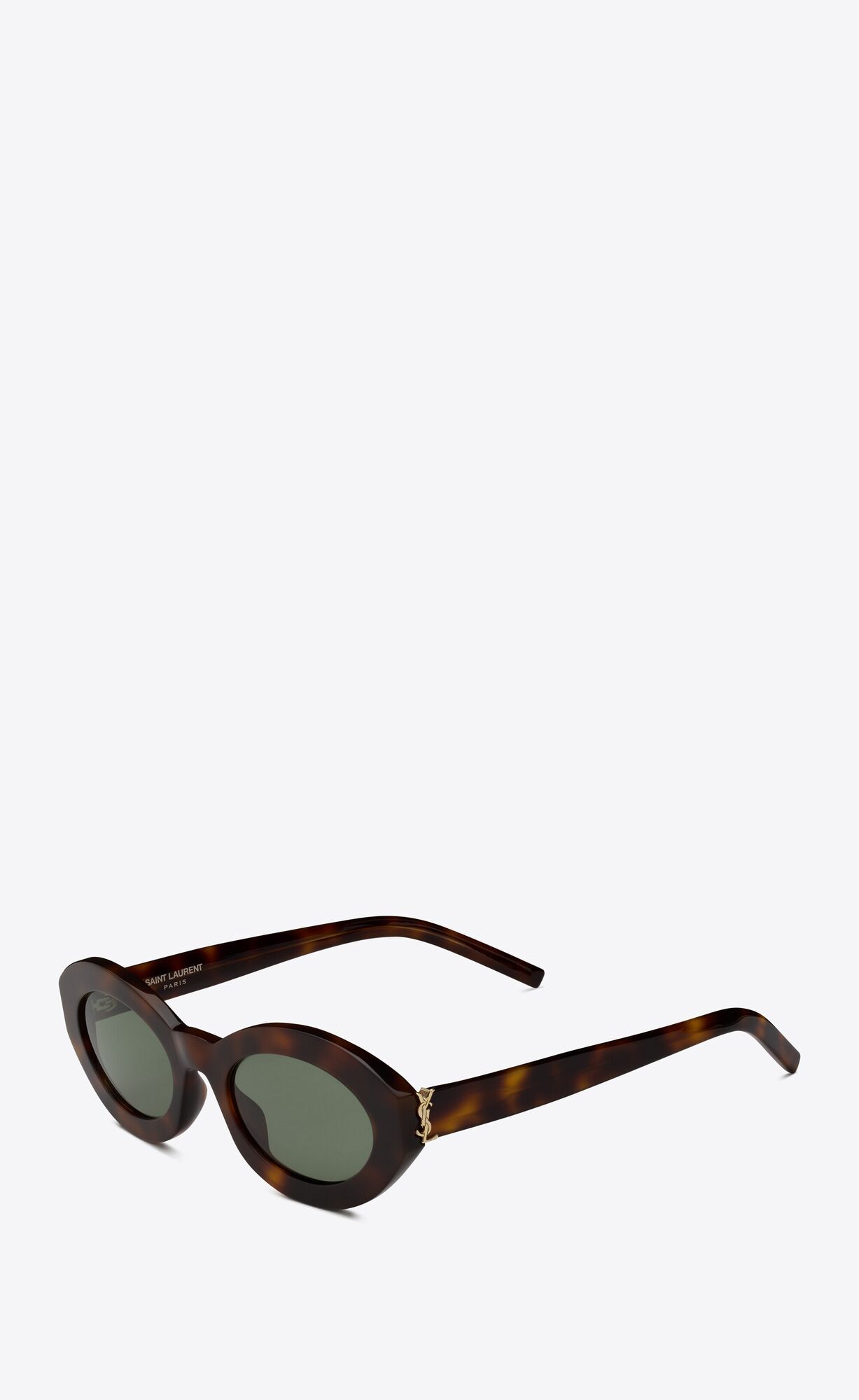 tortoiseshell sunglasses with oval acetate frames and nylon lenses. | Saint Laurent Inc. (Global)