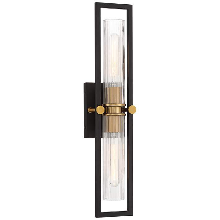 Stiffel Ramos 24" High Black and Brass 2-Light Wall Sconce - #133R8 | Lamps Plus | Lamps Plus