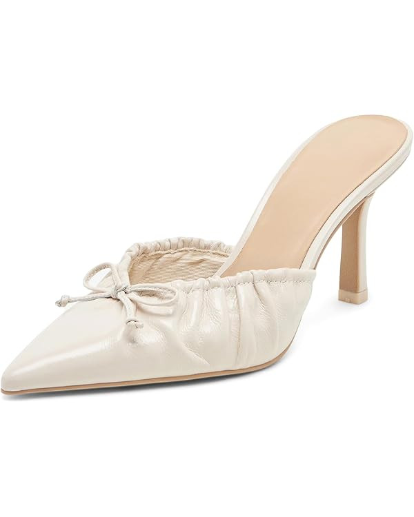 Kitten Heels for Women Bow Pointed Toe Heel Dressy Slip on Mules Trendy Sexy Stiletto Pumps Shoes | Amazon (US)