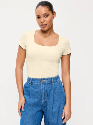 Hug Double-Layer Scoop-Neck Top | Old Navy (US)