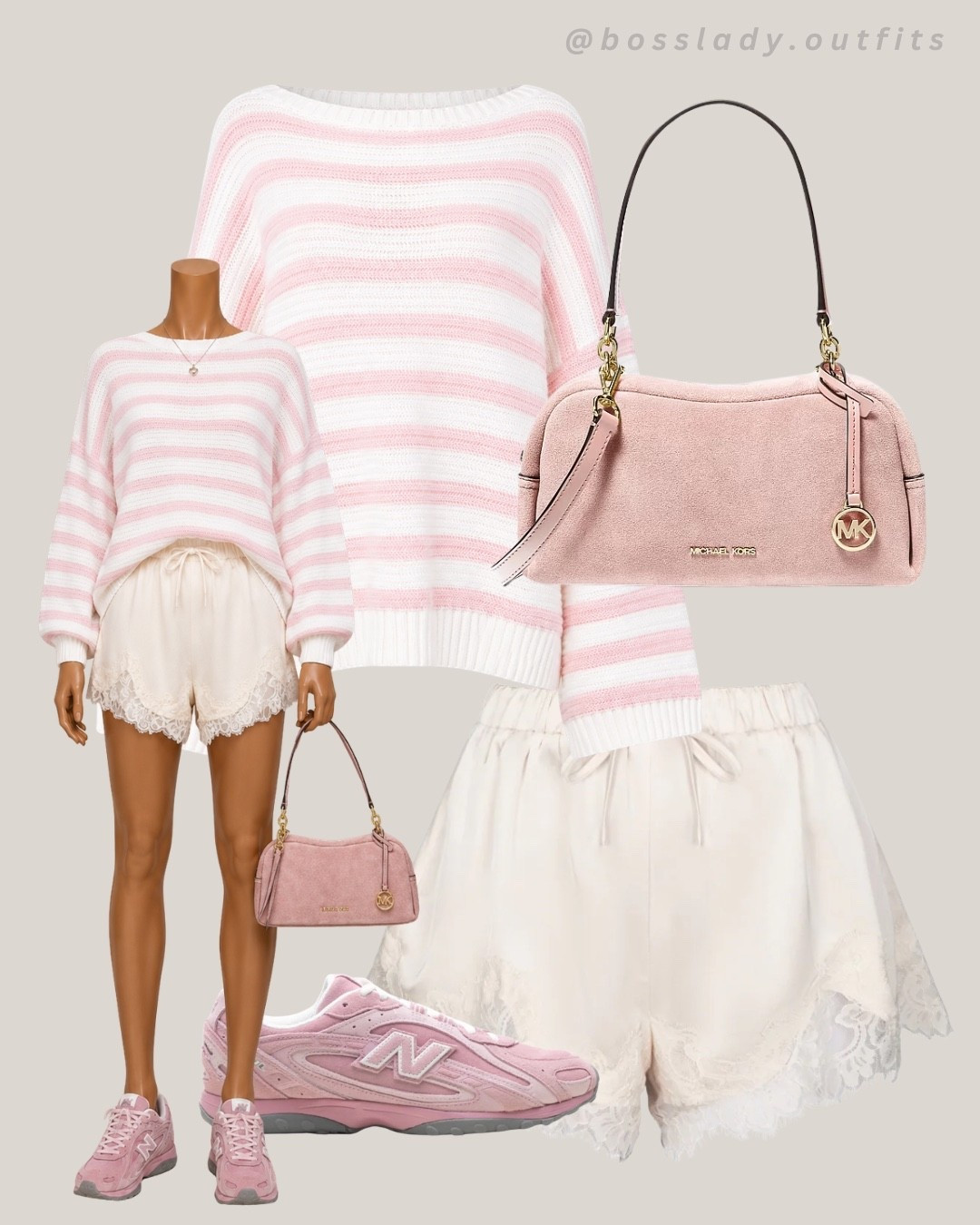 Soft and sweet, pink era loading

Tags: pink outfit inspo, striped sweater outfit, lace shorts outfit, pink sneakers outfit, spring outfit inspo, cozy girl aesthetic, pink and white outfit, oversized sweater outfit, pink bag outfit, New Balance outfit

#LTKbag #LTKshoes #LTKstyletip