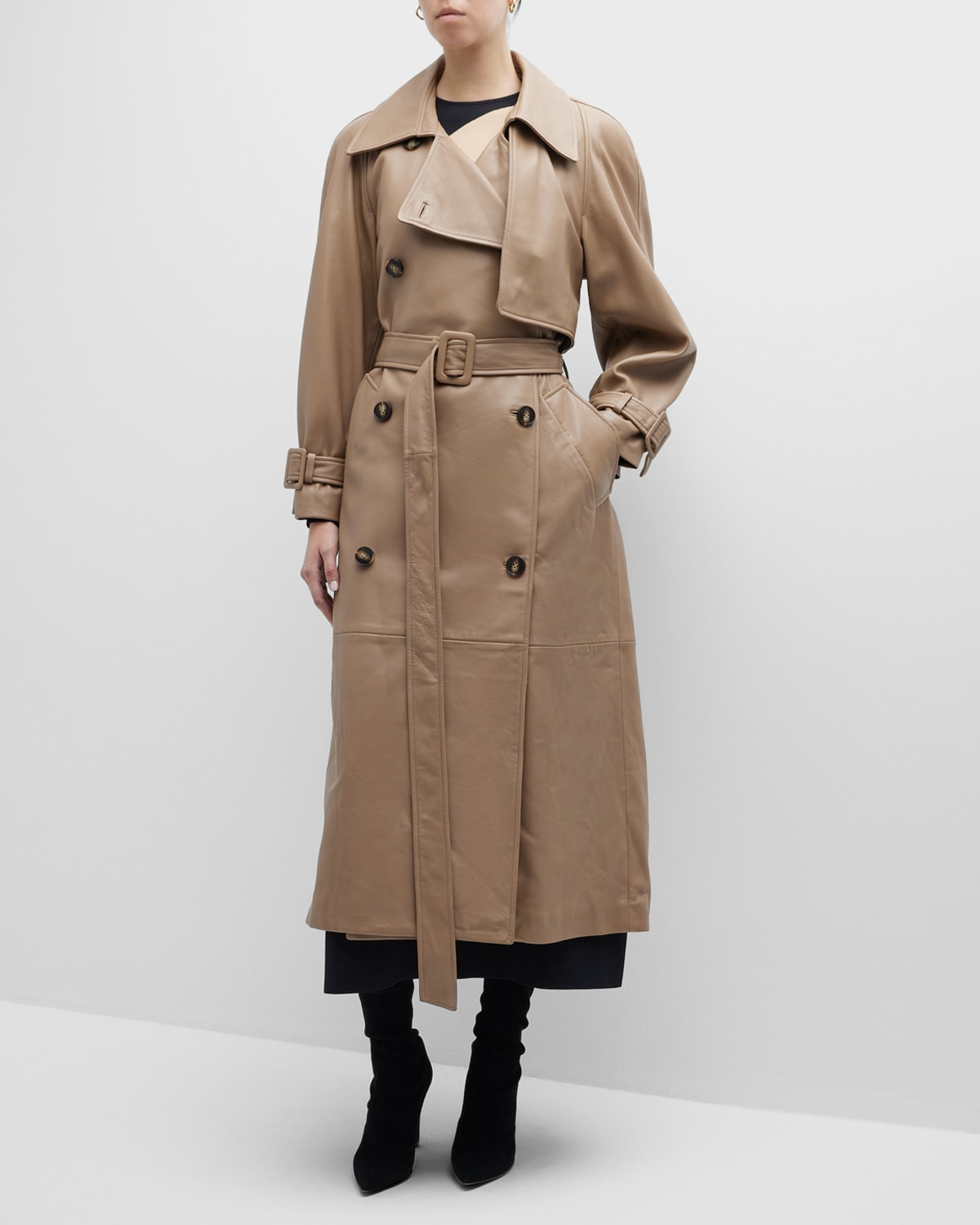 Oversized Leather Trench Coat | Neiman Marcus
