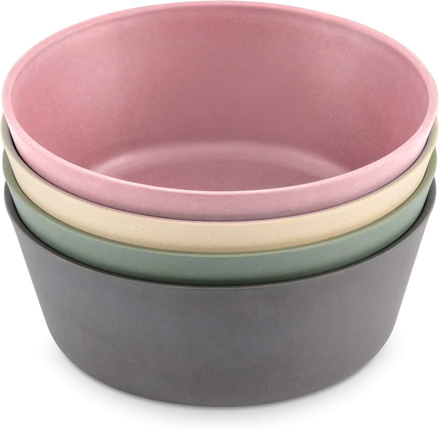WeeSprout Bamboo Kids Bowls, Set of Four 10 oz Kid-Sized Dinnerware, Cereal, Leftovers & Snack Bo... | Amazon (US)