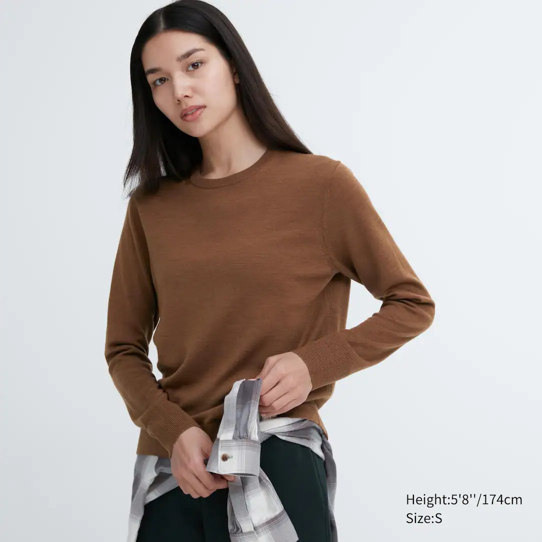 100% Extra Fine Merino Crew Neck Jumper | UNIQLO (UK)