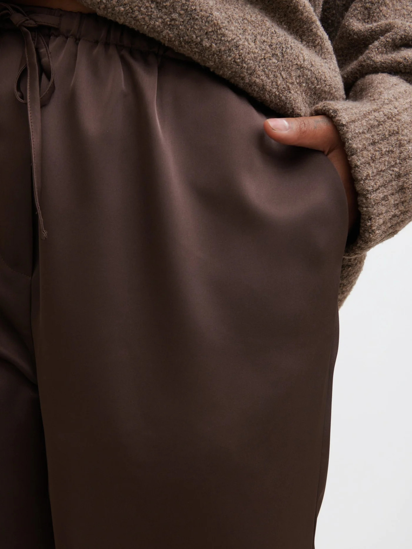 Breya Satin Drawstring Trousers Curve | Pretty Lavish (UK)