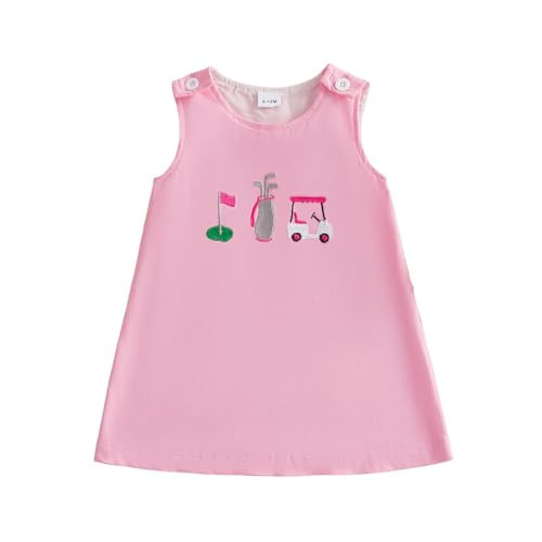Ysfanwuxi Kids Toddler Baby Girl Golf Outfit Golf Tank Dress Sleeveless Golf Embroidery Summer Tennis A Line Dresses (Pink, 18-24 Months) | Amazon (US)