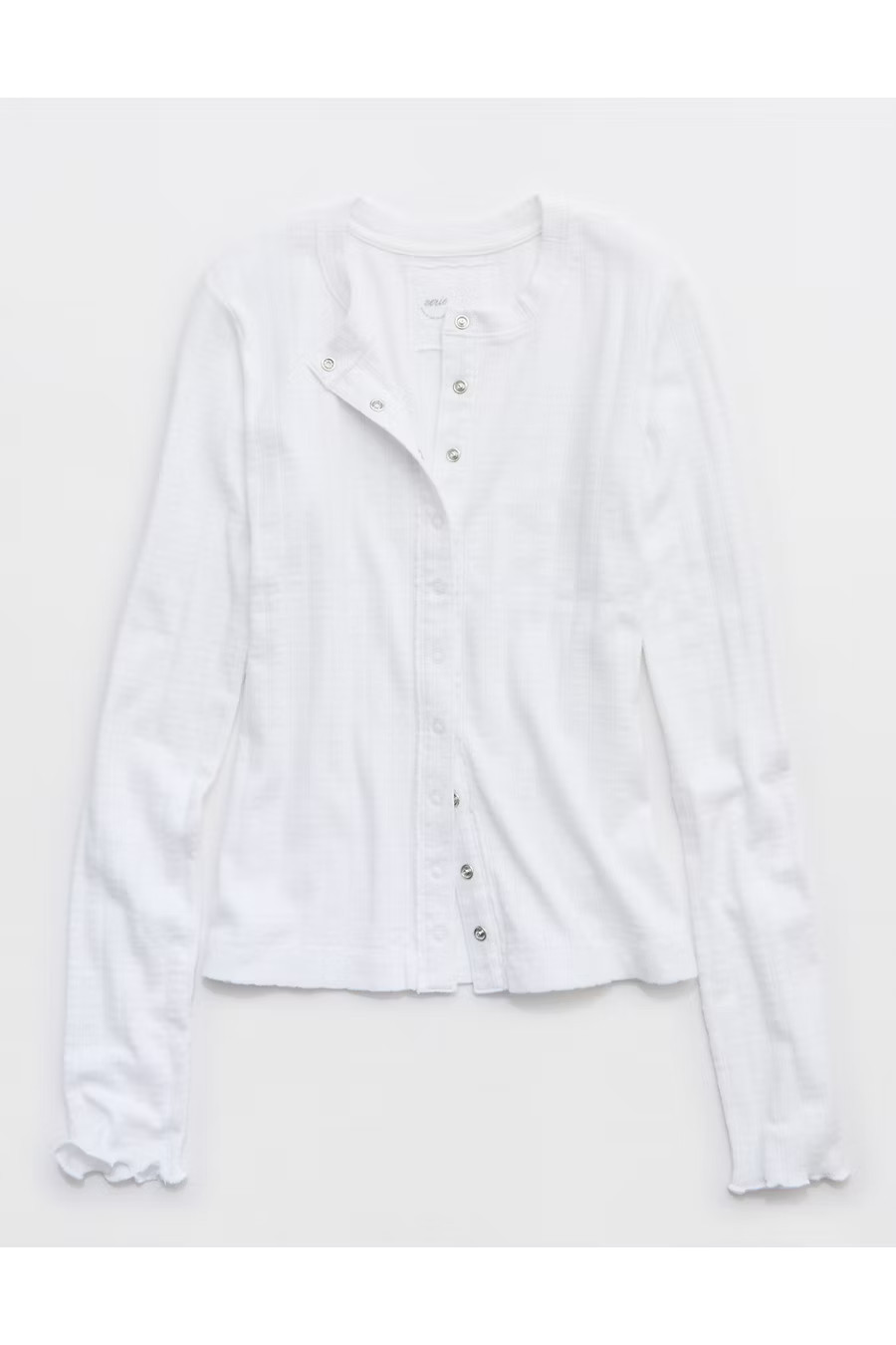 Aerie Pointelle Cardi T-Shirt Women's White S | American Eagle Outfitters (US & CA)