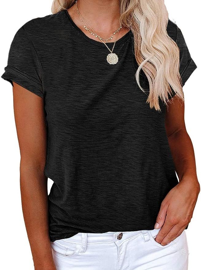 Cicy Bell Women's Short Sleeve Shirts Crewneck Loose Casual Summer Basic Tees Tops | Amazon (US)