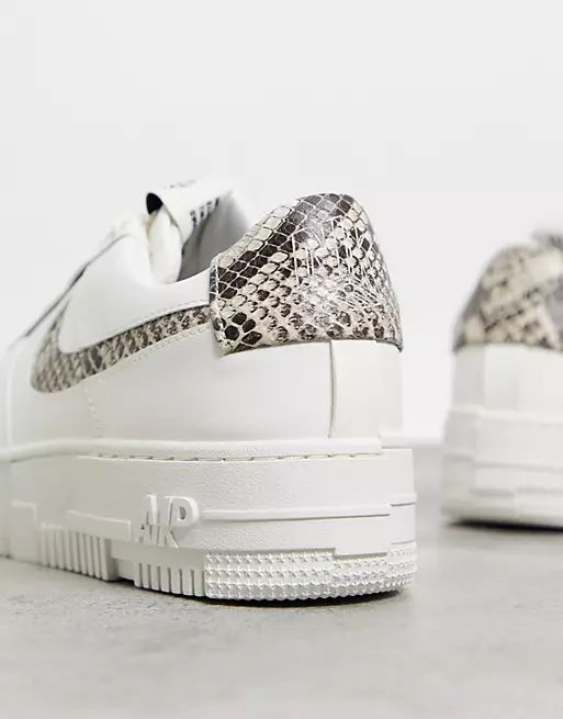 Nike Air Force 1 Pixel sneakers in off-white and snake print | ASOS (Global)