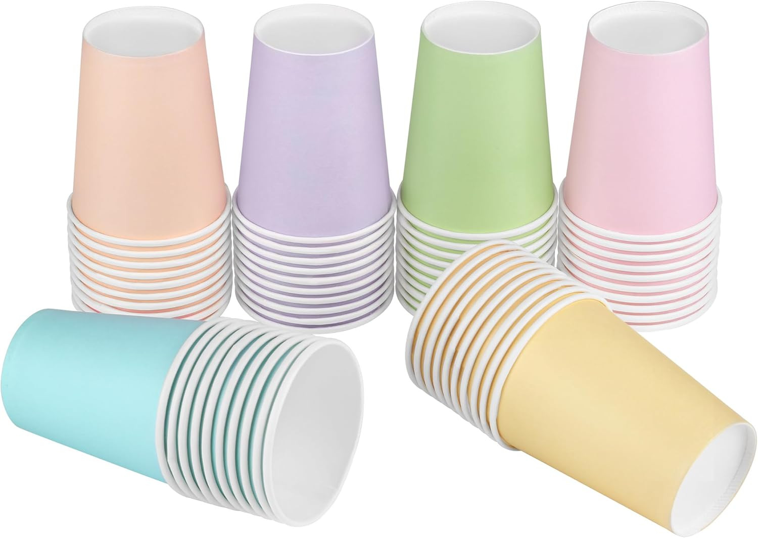 URATOT 60 Pieces 9 Ounce Disposable Paper Cups Pastel Rainbow Party Cups Drinking Cups for Party,... | Amazon (US)