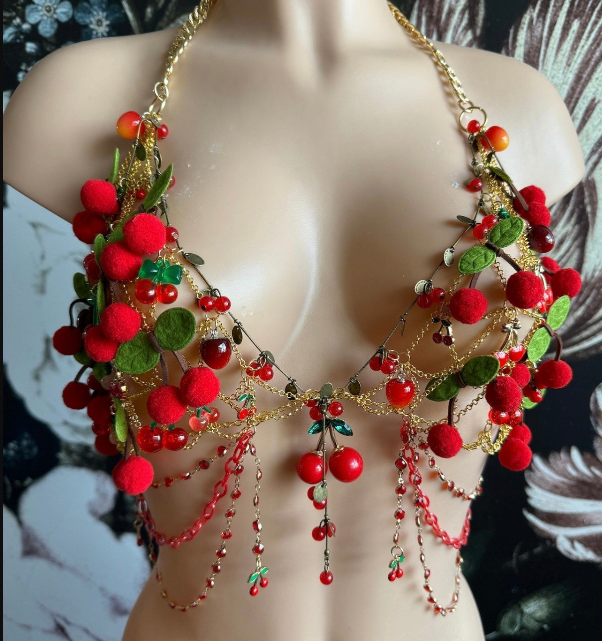Sweet, spicy, and made to shine 🍒✨ This custom cherry charm bra and matching gold chain cherry necklace is the ultimate statement for EDM festivals, rave nights, and bold summer looks. Featuring vibrant red and green details, playful charm accents, and a flirty, customizable fit — this set is handcrafted to help you stand out in every crowd. Pair it with mesh, metallics, or layered jewels for the full cherry bomb effect.

#LTKSummerEdit