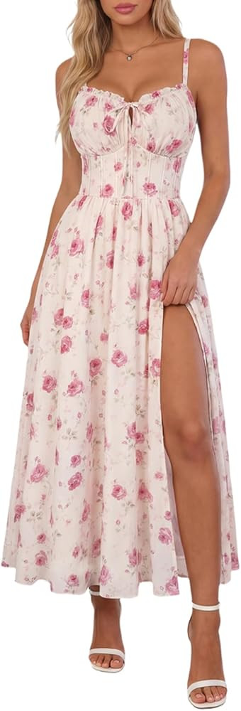 Scarlet Darkness Floral Dress for Women 2026 Corset Milkmaid Sundress Wedding Guest Dresses | Amazon (US)