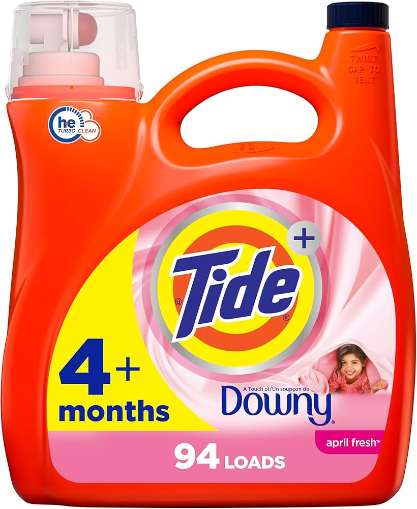 Tide plus Downy Liquid Laundry Detergent Soap, April Fresh Scent, HE Compatible, 94 Loads, 132 fl... | Amazon (US)