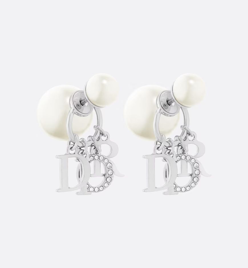 Dior Tribales Earrings Silver-Finish Metal with White Resin Pearls and White CrystalsReference: E... | Dior Couture