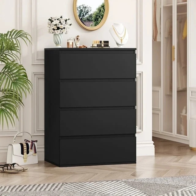 Homfa 4 Drawer Dresser for Bedroom, Modern Storage Cabinet Chest of Drawers Wood Nightstand for L... | Walmart (US)