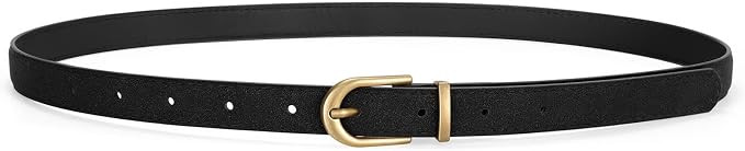 JASGOOD Womens Skinny Leather Belt Ladies Thin Faux Leather Belt with Gold/Silver Buckle for Jean... | Amazon (US)