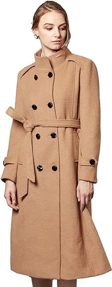 Escalier Women's Wool Trench Coat Winter Double-Breasted Jacket with Belts | Amazon (US)