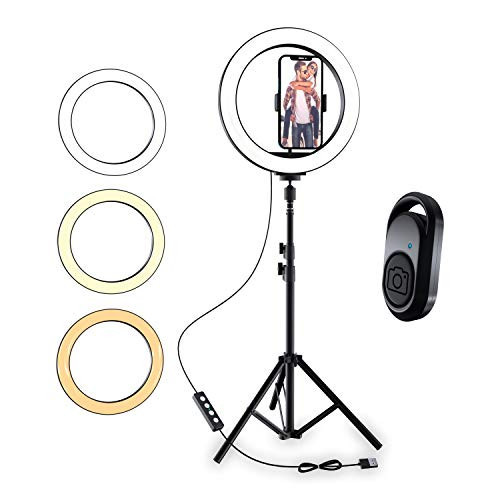 TalkWorks 10'' Selfie Ring Light with Phone Holder Tripod Stand - 3 Color Modes, USB Powered, Black | Amazon (US)