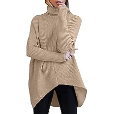 ANRABESS Womens Oversized Turtleneck Batwing Long Sleeve Casual Cozy Baggy Knit Pullover Tunic Sw... | Amazon (US)