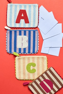 Beaded Monogram Stripe Pouch | Anthropologie (US)