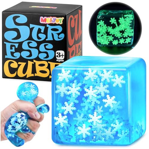 Squishy Fidget Toys Adults Stress Cube - Glow in The Dark Snowflakes Sensory Toys for Kids with Autism Stress Balls for Kids Teens Squeeze Squishy Toys Easter Basket Stuffers | Amazon (US)