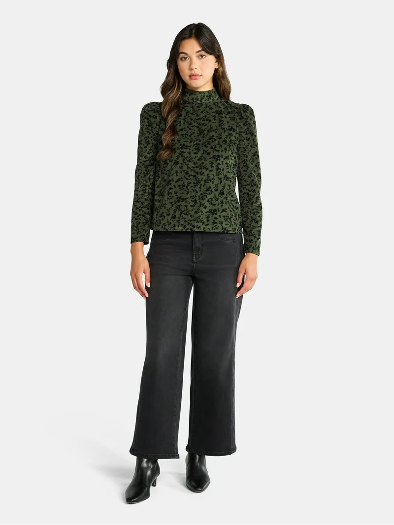 Time and Tru Women's Tie Back Corduroy Top with Long Sleeves, Sizes XS-XXXL | Walmart (US)