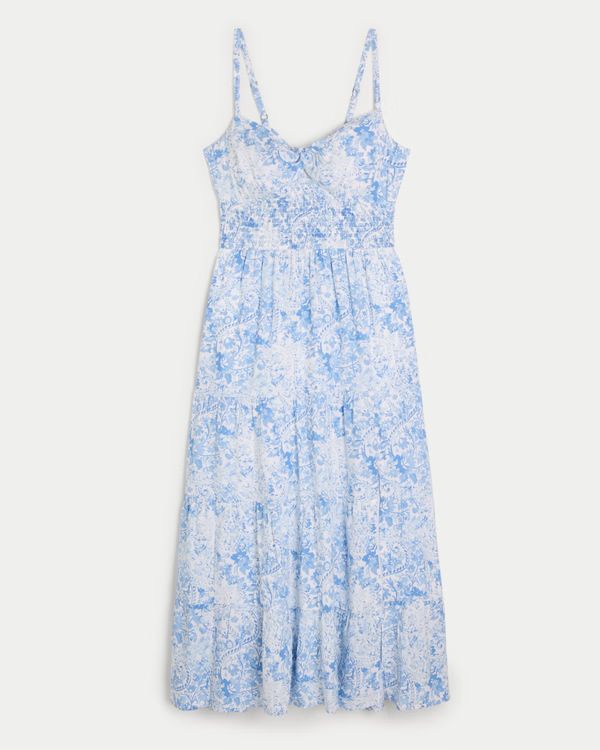 Twist Bust Tie-Back Midi Dress | Hollister (US)