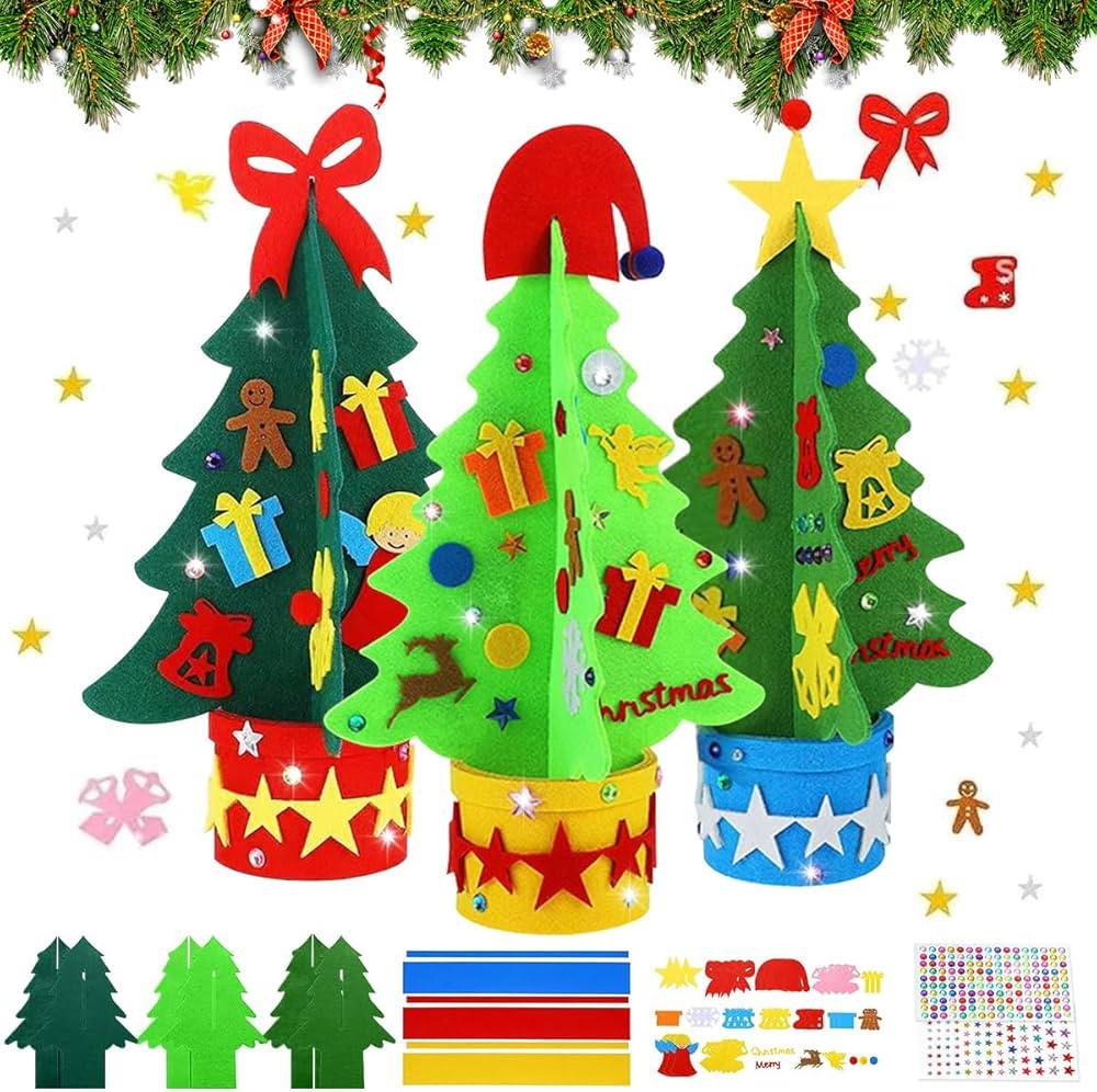 Albero di Natale in feltro, 3 Set Albero di Natale per Bambini, DIY Albero Natale Feltro con Stac... | Amazon (IT)