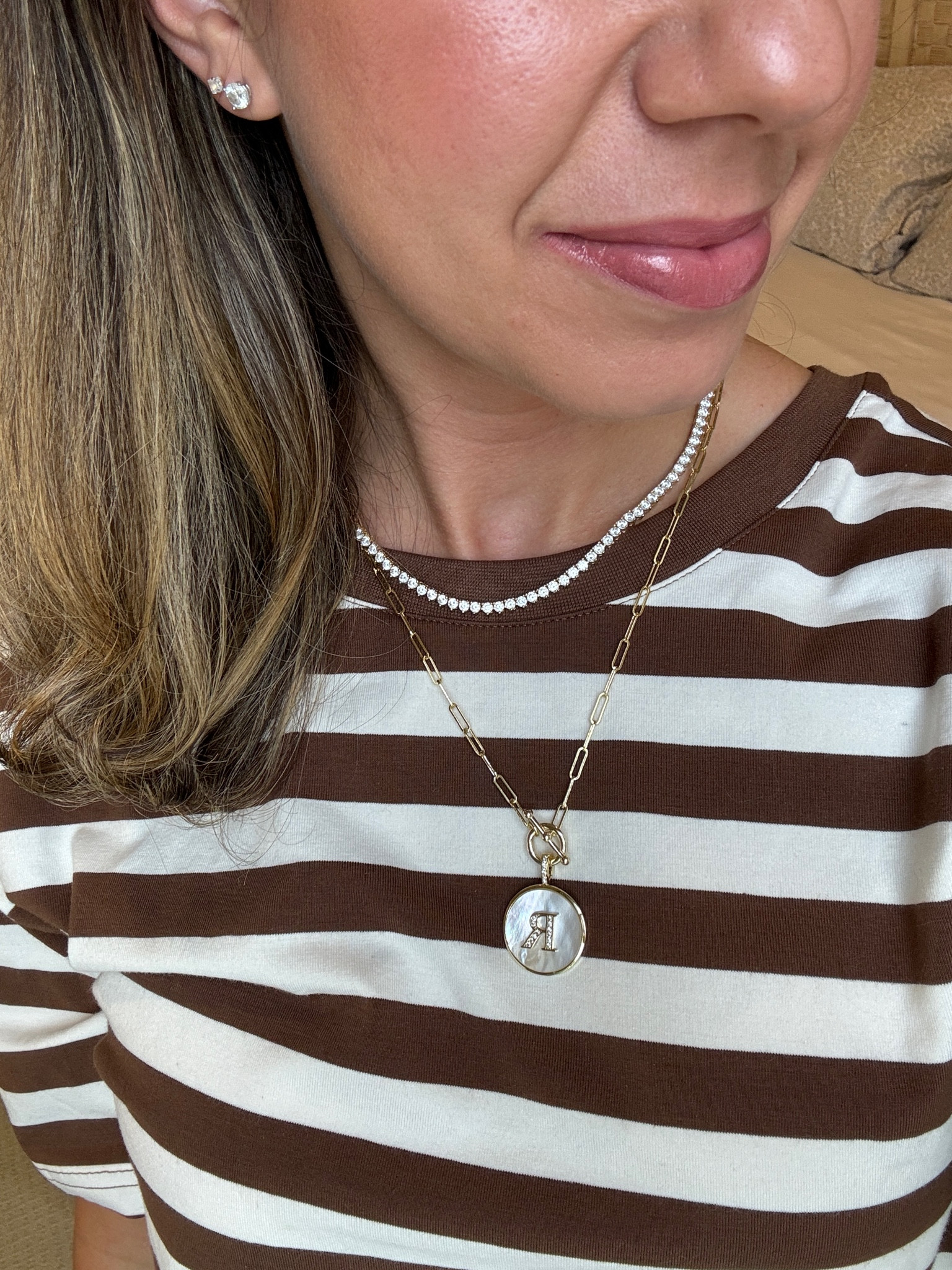 The perfect Melinda Maria tennis necklace stack! Just got this initial
Medallion in the mail! 

#LTKStyleTip