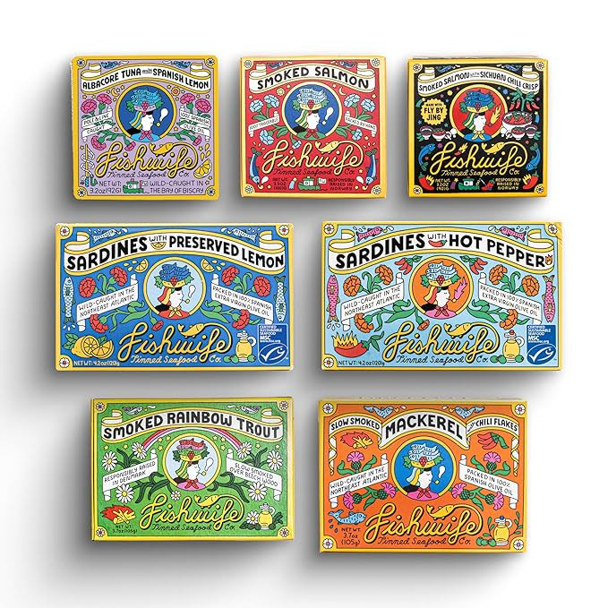 Fishwife Starter 7-Pack (Variety of Tinned Seafood including Smoked Salmon, Rainbow Trout, Sardin... | Amazon (US)