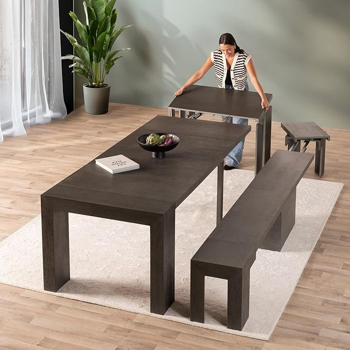 Transformer Table - Solid Wood Extendable Dining Table with Bench, Seats 2-12, Extendable Table, ... | Amazon (US)