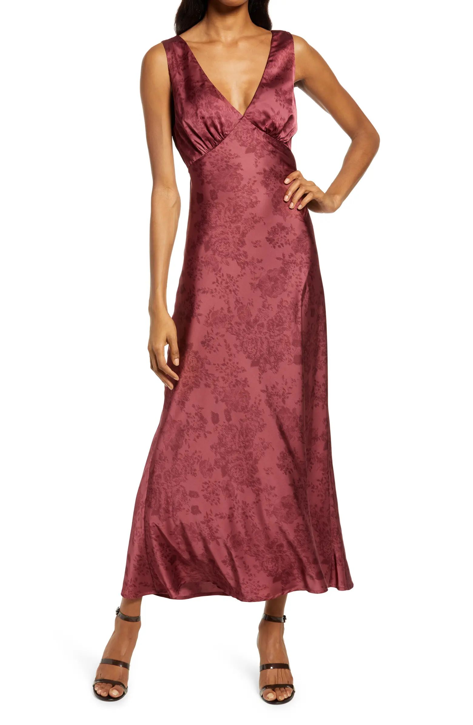 Rosetta V-Neck Satin Dress | Nordstrom