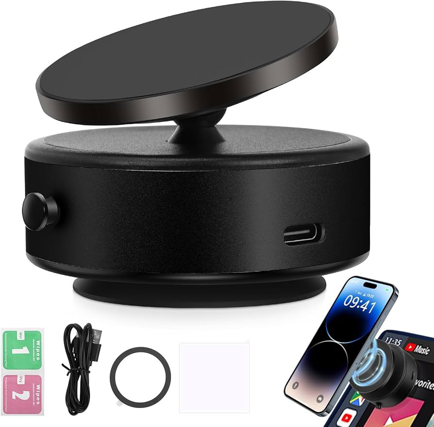 360 Rotatable Car Magnetic Phone Holder, Electric Vacuum Magnetic Suction Car Phone Mount, Electr... | Amazon (US)