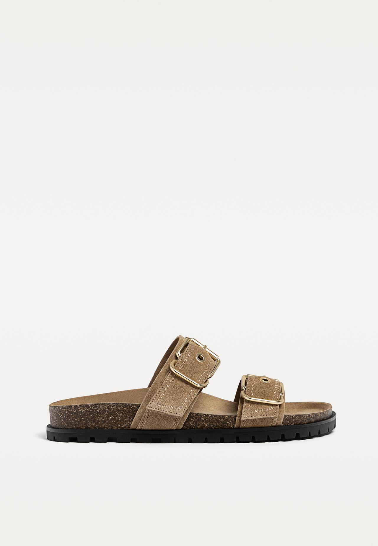 Flat leather sandals | Stradivarius (UK)