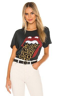 DAYDREAMER Rolling Stones Leopard Tongue Tour Tee in Vintage Black from Revolve.com | Revolve Clothing (Global)