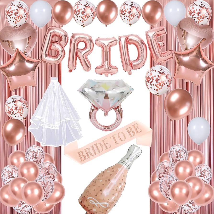 Bachelorette Party Decorations, Bridal Shower Decorations including Rose Gold Party Balloons, Ros... | Amazon (US)