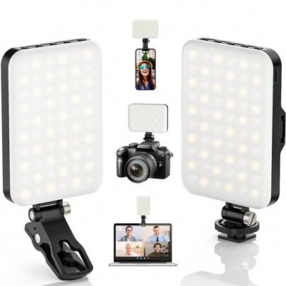 2 Pieces With 60 LED Selfie Light Portable Phone Light Clip Rechargeable 2200mAh Clip Light, CRI 97+, 3 Light Modes Camera Lighting Suitable For Mobil | SHEIN