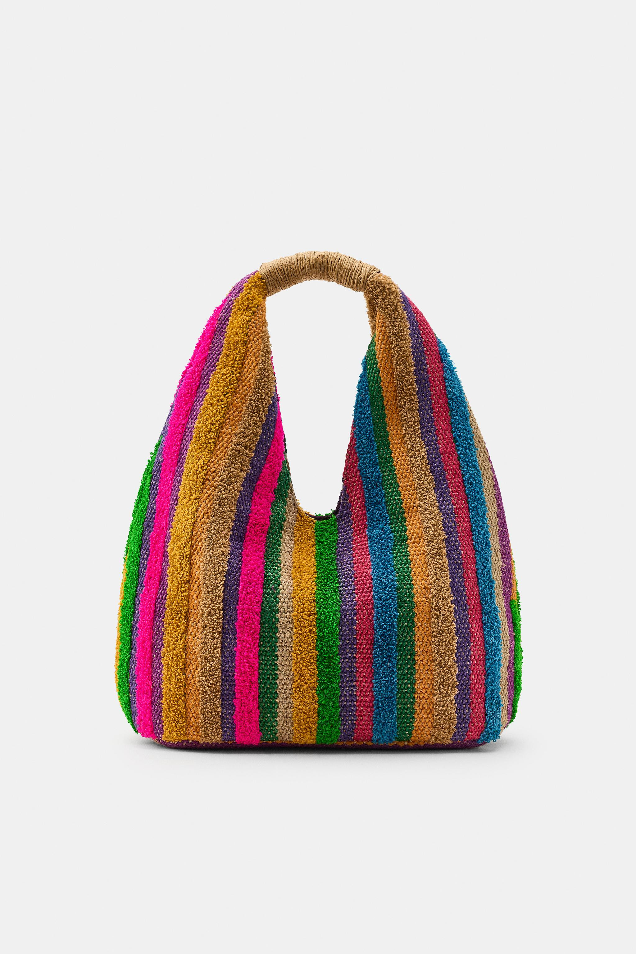 100% JUTE STRIPED PRINT BAG | Zara Canada