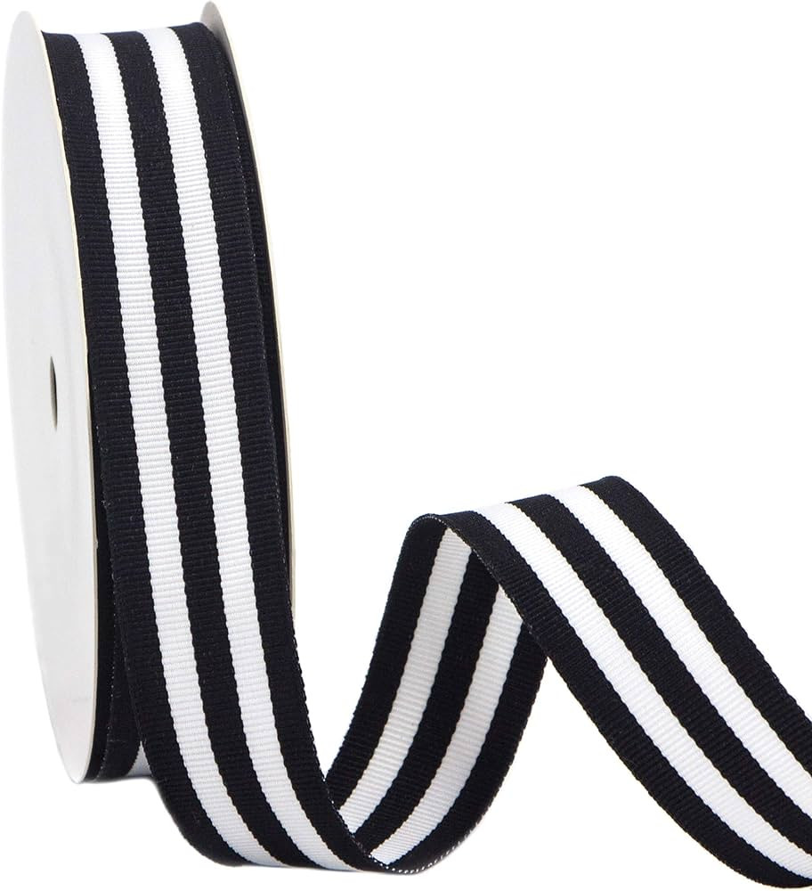 Ribbli Black and White Striped Grosgrain Ribbon,7/8-Inch x10-Yard,Use for Gift Wrapping,Party Dec... | Amazon (US)