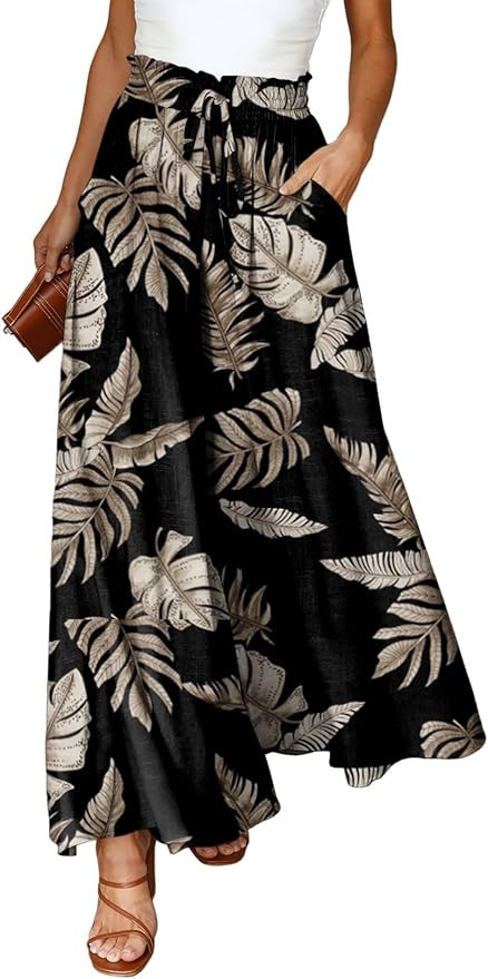 Dokotoo Pants for Women Casual Elastic Waist Wide Leg Pants with Pockets | Amazon (US)