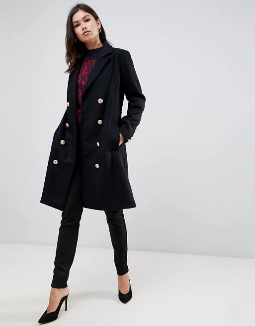 Y.A.S Gold Button Pea Coat | ASOS US