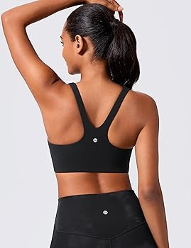 CRZ YOGA Butterlift Double Lined Square Neck Sports Bras for Women - Wireless V-Shaped Racerback ... | Amazon (US)
