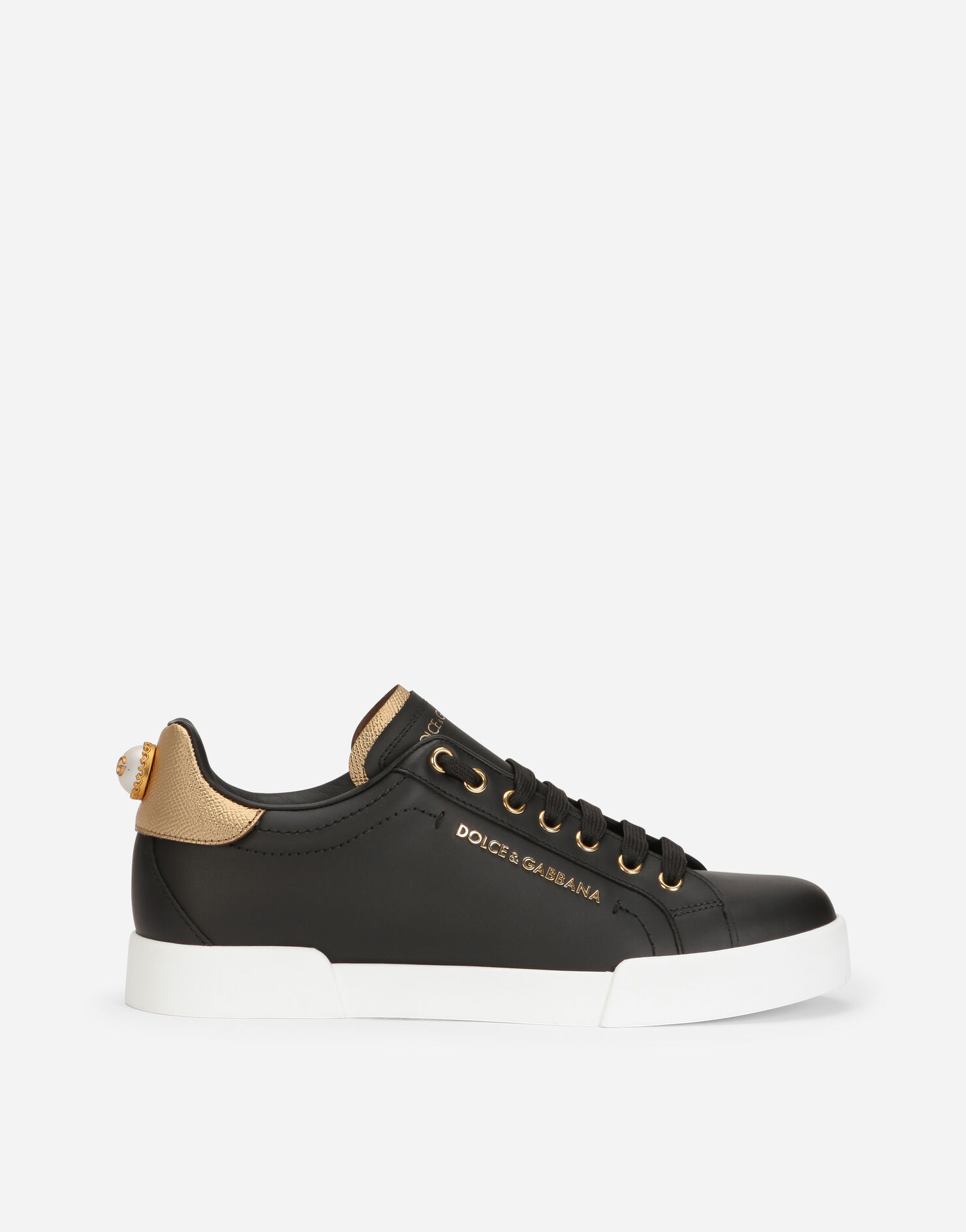 Calfskin nappa Portofino sneakers with lettering | Dolce & Gabbana US